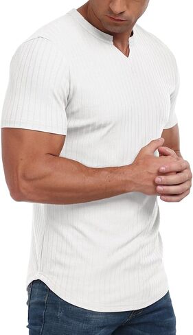 Askdeer Mens Short Sleeve Muscle T Shirt Slim Fit V-nock قميص غير رسمي تجريب الرياضة الرياضية الرياضية in Kuwait