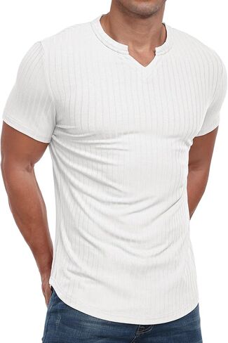Askdeer Mens Short Sleeve Muscle T Shirt Slim Fit V-nock قميص غير رسمي تجريب الرياضة الرياضية الرياضية in Kuwait
