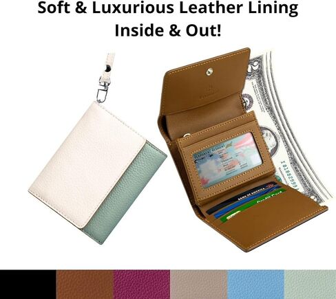 RFID-Blocking Women's Real Leather Wallet with Large Capacity and Wristlet - Small, Secure, and Chic - Conveniently Holds Cards, Cash, and Coins (Mint - RFID Protected with Wristlet) in Saudi Arabia