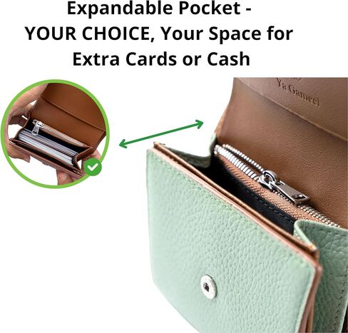 RFID-Blocking Women's Real Leather Wallet with Large Capacity and Wristlet - Small, Secure, and Chic - Conveniently Holds Cards, Cash, and Coins (Mint - RFID Protected with Wristlet) in Saudi Arabia