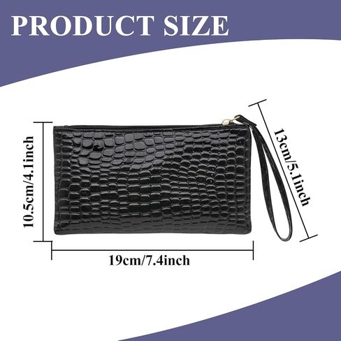 Wristlet Bags for Women, Waterproof PU Leather Small Wristlet Clutch, Portable Clutch Bag with Zipper in Saudi Arabia