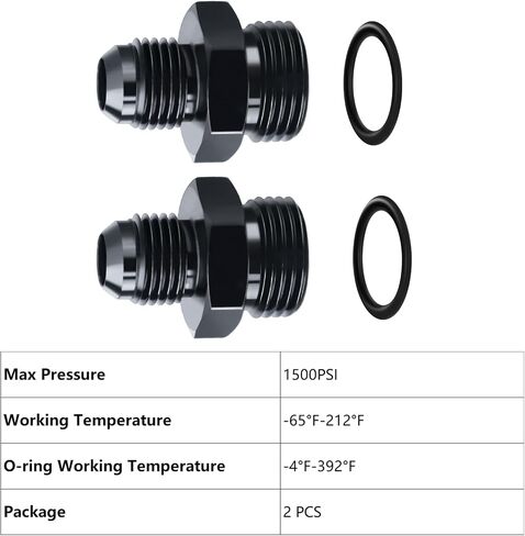 8AN Female to 3/8 Barb 90 Degree Hose Fitting Adapter Swivel Aluminum Black Pack of 2 in Kuwait