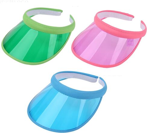 KORADI Women's Sun Visor Hats 3 Pack PVC Plastic Visors Wide Brim Clear Sun Hat Summer UV Protection Beach Cap UPF 50 in Saudi Arabia