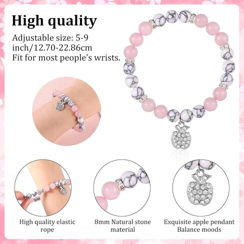 Teacher Appreciation Gift, Teacher Appreciation Bracelet First Day of School Stone Teacher Gifts Apple Bracelet with Card & Storage Bag Bead Bracelet for Graduation Teacher's Day in Saudi Arabia