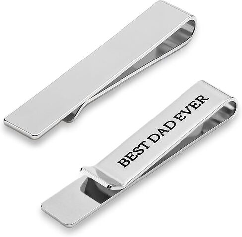 1set Tie Clips for Men Stainless Steel Tie Bars with Gift Box Best Dad Ever Gift Father of the Gifts in Saudi Arabia