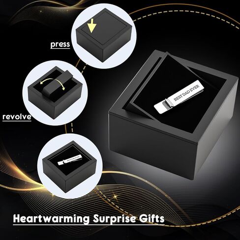 1set Tie Clips for Men Stainless Steel Tie Bars with Gift Box Best Dad Ever Gift Father of the Gifts in Saudi Arabia