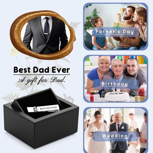 1set Tie Clips for Men Stainless Steel Tie Bars with Gift Box Best Dad Ever Gift Father of the Gifts in Saudi Arabia