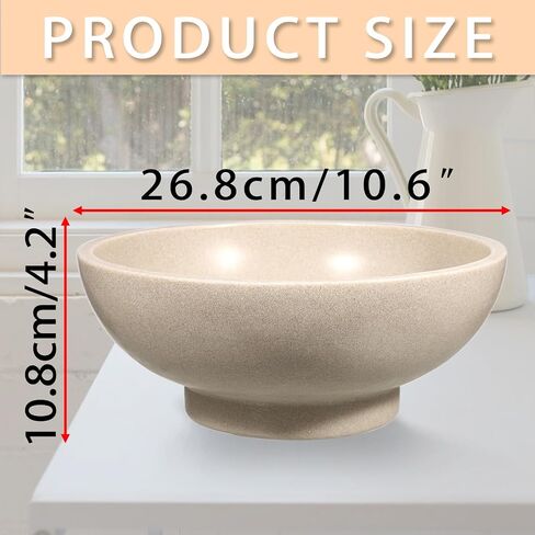 Large Decorative Bowl, 10.6" Resin Fruit Bowl Key Bowls for Entryway Table, Modern Handicraft Decorative Bowls Pedestal Bowl for Fruit Keys Kitchen Counter Home Decor, Beige in Kuwait