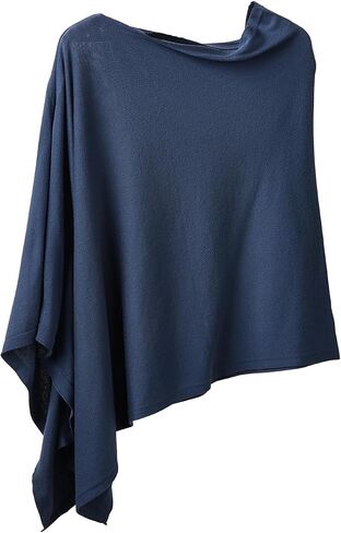 Hadley Wren Women's Classic Colorblock Everyday Cotton Poncho, Black Solid Solid in Saudi Arabia
