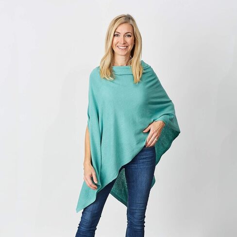 Hadley Wren Women's Classic Colorblock Everyday Cotton Poncho, Black Solid Solid in Saudi Arabia