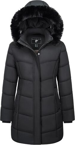 YUCOLEN Womens Winter Parka Coat Warm Thicken Jacket Down Puffer Outwear with Faux Fur Removable Hood in Kuwait