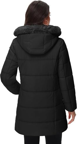 YUCOLEN Womens Winter Parka Coat Warm Thicken Jacket Down Puffer Outwear with Faux Fur Removable Hood in Kuwait