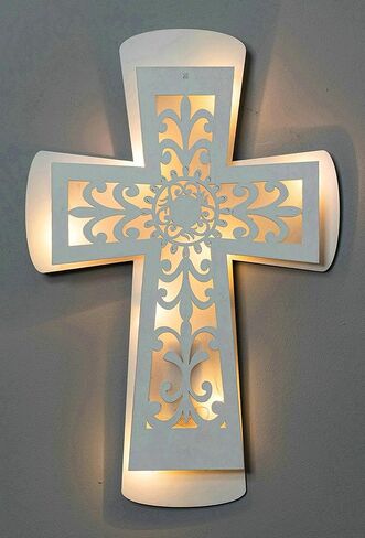 ADAVAS.Y&G Wooden LED Wall Cross with Remote Control – Christian Lighted Cross Decor, Battery Powered, Multiple Lighting Modes, Religious Wall Art for Home, Church, and Gifts in Kuwait