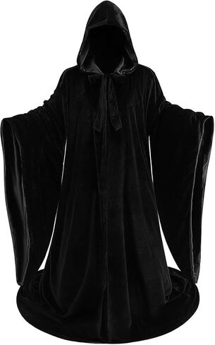 Adult Wizard Robe Warlock Cloak Costume with Sleeves Satin Robe with Hood Halloween in Saudi Arabia