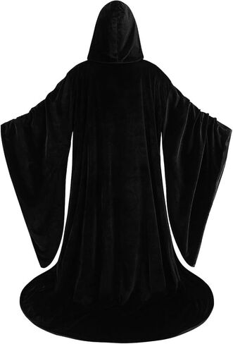 Adult Wizard Robe Warlock Cloak Costume with Sleeves Satin Robe with Hood Halloween in Saudi Arabia
