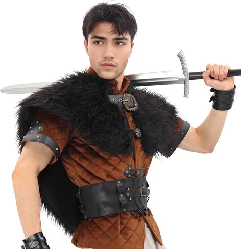 Kuoin Medieval Faux Fur Fur Twhaw Shawr ، Renaissance Costume LARP in Saudi Arabia