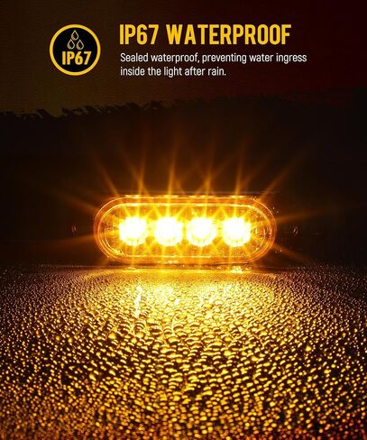 Partsam 4 قطع 3.4 بوصة غطاء ألومنيوم أحمر/كهرماني LED أضواء جانبية للتخليص، مصابيح تحديد سطحية للتركيب على المقطورة شاحنة بيك اب جرار RV دراجة نارية عربة جولف، IP67 مقاومة للماء (2 أحمر + 2 كهرمان) in Kuwait