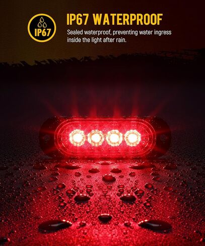 Partsam 4 قطع 3.4 بوصة غطاء ألومنيوم أحمر/كهرماني LED أضواء جانبية للتخليص، مصابيح تحديد سطحية للتركيب على المقطورة شاحنة بيك اب جرار RV دراجة نارية عربة جولف، IP67 مقاومة للماء (2 أحمر + 2 كهرمان) in Kuwait