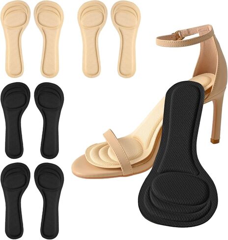 XINIFOOT 4 Pairs High Heel Inserts Women, 3/4 Length Women Thin Shoe Insoles for High Heels, Pumps, Open Toes, Flats, and Sandals, Cushion for Heel and Ball of The Foot, Shock Absorption (Black+Beige) in Saudi Arabia