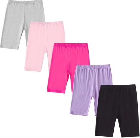 Kids Girls Bike Knee-Length Shorts Under Dress Girls Shorts for Playground Gym Sports 5 Pack Assorted Colors in Saudi Arabia