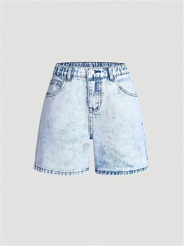 Floerns Girl's Bowknot Embroidery Denim Shorts Elastic Waist Straight Leg Jean Shorts in Saudi Arabia