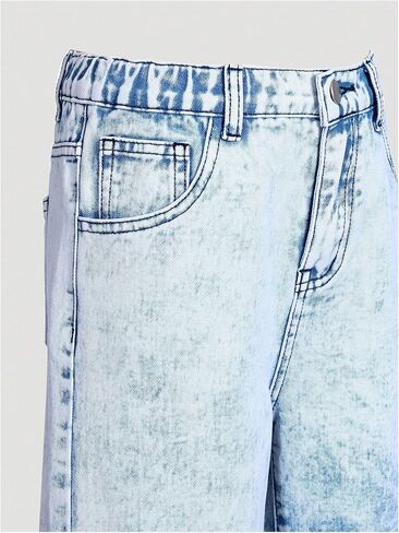 Floerns Girl's Bowknot Embroidery Denim Shorts Elastic Waist Straight Leg Jean Shorts in Saudi Arabia