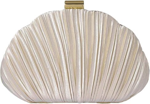 QWINEE Women's Shell Shaped Clutch Purse Ruched Mini Crossbody Bag Elegant Evening Handbag with Chain Strap in Saudi Arabia