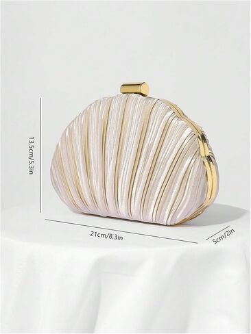 QWINEE Women's Shell Shaped Clutch Purse Ruched Mini Crossbody Bag Elegant Evening Handbag with Chain Strap in Saudi Arabia