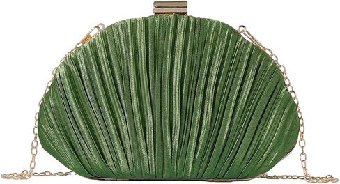 QWINEE Women's Shell Shaped Clutch Purse Ruched Mini Crossbody Bag Elegant Evening Handbag with Chain Strap in Saudi Arabia