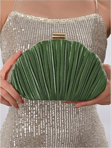 QWINEE Women's Shell Shaped Clutch Purse Ruched Mini Crossbody Bag Elegant Evening Handbag with Chain Strap in Saudi Arabia