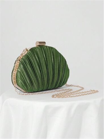 QWINEE Women's Shell Shaped Clutch Purse Ruched Mini Crossbody Bag Elegant Evening Handbag with Chain Strap in Saudi Arabia