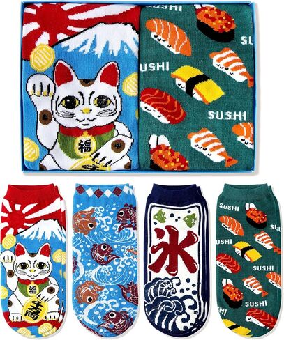 Cat Socks for Cat Lovers, Women Athletic Ankle Fun Cotton Socks Women with Cute Kitty Patterns, Gift Box for Birthday in Saudi Arabia