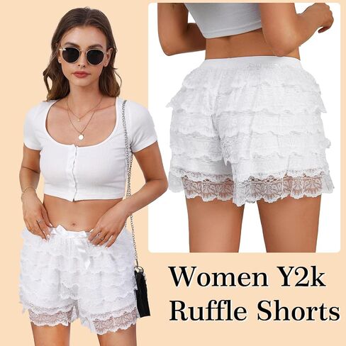 Ruffle Shorts Womens Bloomers Y2k Shorts Frilly Cutecore Bottoms Summer Women Ruffle Underwear Women in Saudi Arabia