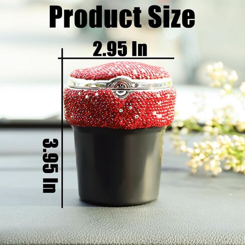 Bling Car Ashtray, Portable Auto Cigarette Ashtray with Lid, Cigarette Smokeless Cylinder Cup Holder with LED Light Indicator, Crystal Diamond Auto Accessories for Home, Office (Golden) in Saudi Arabia