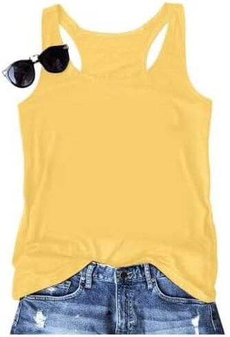 Womens Tank Tops Summer Shirts - Sleeveless Sunshine Graphic Shirt Casual Loose Vest Vacation Classic-Fit Shirt Cami in Kuwait