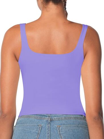 Sunzel Women's Square Neck Tank Top Longline Workout Yoga Sleeveless Double Lined Basic Tight T Shirts Going Out Casual Tops in Saudi Arabia