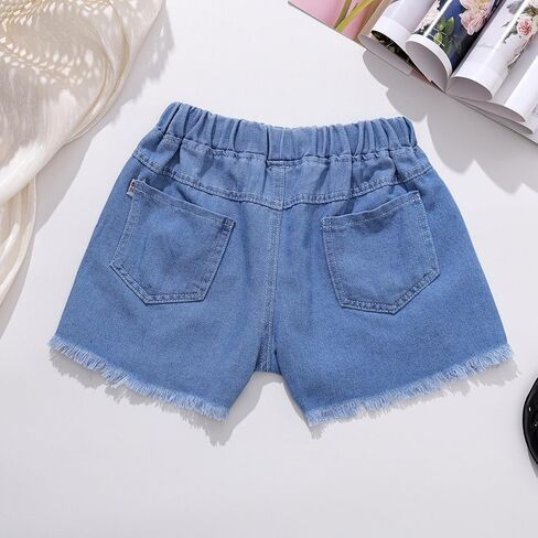 الفتيات الممزقات جين شورتات مرنة الخصر قطع السراويل القصيرة الدنيم in Kuwait