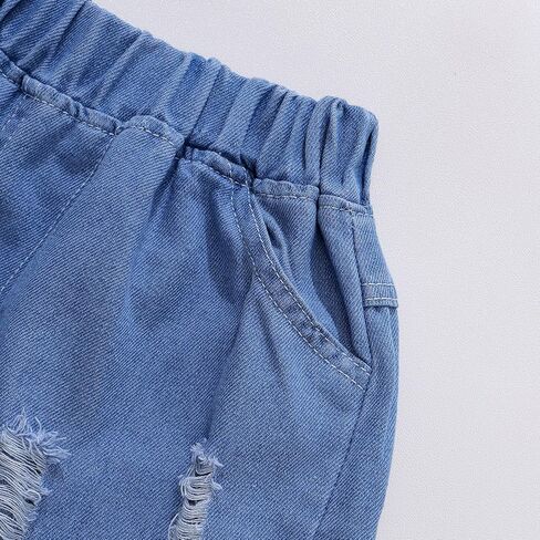 الفتيات الممزقات جين شورتات مرنة الخصر قطع السراويل القصيرة الدنيم in Kuwait