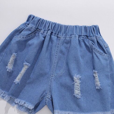الفتيات الممزقات جين شورتات مرنة الخصر قطع السراويل القصيرة الدنيم in Kuwait