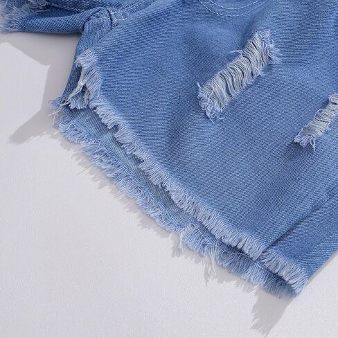 الفتيات الممزقات جين شورتات مرنة الخصر قطع السراويل القصيرة الدنيم in Kuwait