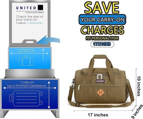حقيبة من القماش الخشن تحت المقعد مقاس 17 × 10 × 9 بوصة من United Airlines مناسبة لشركات الطيران الكبرى بما في ذلك United وSpirit وJetblue وFrontier وAmerican - تصميم حقيبة من القماش الخشن (كحلي) in Saudi Arabia