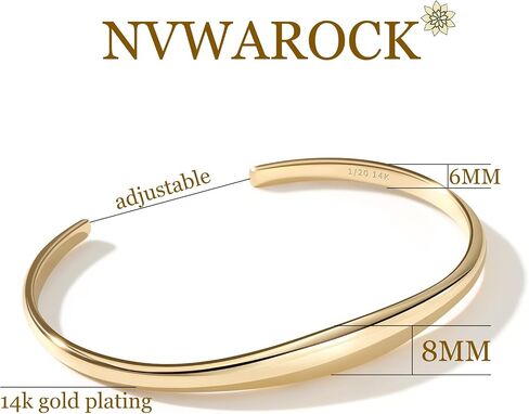 Gold Cuff Bracelets Stackable Plain Dome Adjustable Open Bracelets for Women Classic Dainty Cute Oval Lightweight Polished Bracelet （Gold and Silver） in Saudi Arabia