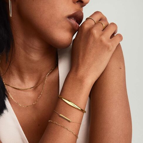 Gold Cuff Bracelets Stackable Plain Dome Adjustable Open Bracelets for Women Classic Dainty Cute Oval Lightweight Polished Bracelet （Gold and Silver） in Saudi Arabia