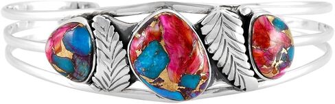 Turquoise Bracelet Sterling Silver 925 Genuine Gemstones Cuff Bracelet in Saudi Arabia