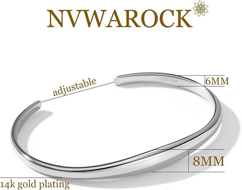 Gold Cuff Bracelets Stackable Plain Dome Adjustable Open Bracelets for Women Classic Dainty Cute Oval Lightweight Polished Bracelet （Gold and Silver） in Saudi Arabia