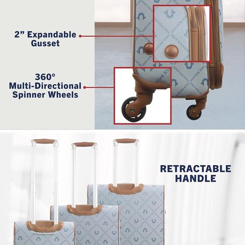 True Religion 31" Rolling Luggage, Soft Sided Suitcases with Spinner Wheels, Denim, 31 Inch in Saudi Arabia