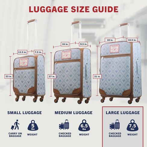 True Religion 31" Rolling Luggage, Soft Sided Suitcases with Spinner Wheels, Denim, 31 Inch in Saudi Arabia