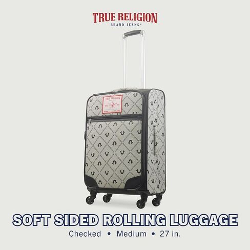 True Religion 31" Rolling Luggage, Soft Sided Suitcases with Spinner Wheels, Denim, 31 Inch in Saudi Arabia