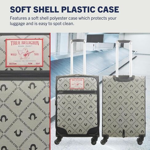 True Religion 31" Rolling Luggage, Soft Sided Suitcases with Spinner Wheels, Denim, 31 Inch in Saudi Arabia