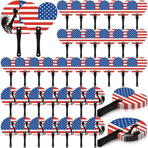 36 Pcs Patriotic Handheld Fans 4th of July Stars Stripes Red White Blue Summer Plastic American Flag Handheld Fans Bulk for Independence Memorial Day Party Favors in Saudi Arabia